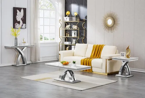 Vista 7 de Mesa de consola de mármol, moderna mesa rectangular de lujo para sofá de entrada de mármol con parte superior de mármol sintético de 0.71 pulgadas