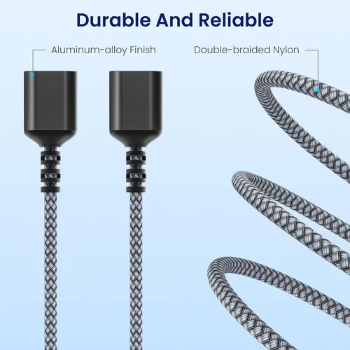 Vista 3 de Itramax Divisor USB de 1 en 2 salidas de 1 pie, concentrador extensor de doble puerto, adaptador de extensión USB macho a hembra, cargador