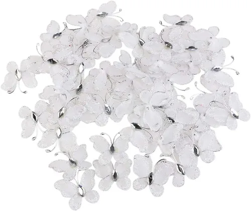 Vista 11 de NUOBESTY 50 alas de nailon de organza con purpurina de malla con purpurina para decoración de mariposas, gema decorativa con purpurina para mesa