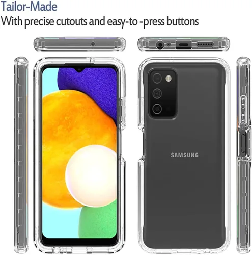 Vista 5 de Funda de teléfono para Galaxy A03S, Samsung A03S SM-A037U con protector de pantalla de vidrio templado, carcasa protectora de cuerpo completo