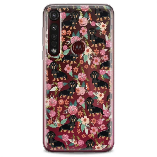 Vista 4 de Funda de TPU compatible con Motorola G9 G8 Plus G7 E20 P40 Z4 Edge 20 G22 Stylus Clear Cute Dogs Design Print Kawaii Floral Wiener Cute Flowers Girl