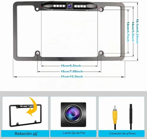 Vista 3 de Cámara de respaldo AHD 1080P cámara de visión trasera Startlight visión nocturna, gran angular, conector RCA de 4 pines, IP69 impermeable