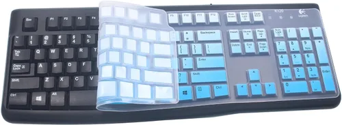 Vista 3 de Funda de silicona para teclado de escritorio ultrafina, compatible con Logitech K120 y MK120 teclado USB con cable (azul degradado)