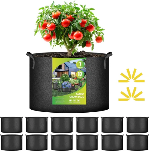 Vista 14 de iPower Paquete de 12 bolsas de cultivo de 1 galón, macetas de tela no tejida de aireación gruesa resistente con asas de nailon y 12 etiquetas