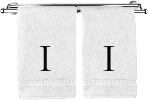 Vista 62 de Toalla de mano monogramada, regalo personalizado, juego de 2 - Toalla bordada con letra de bloque dorada - Extra absorbente 100% algodón turco