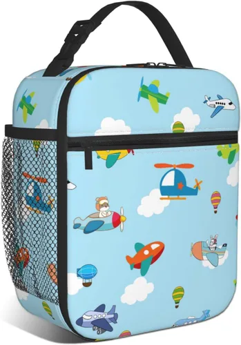 Vista 14 de Lonchera espacial para niños y niñas, térmica, térmica, linda bolsa de almuerzo para la escuela Dibujos animados aeroespacial