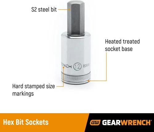 Vista 2 de GEARWRENCH Juego de llaves de vaso métricas de punta hexagonal de 1/4" de 6 piezas - 80321