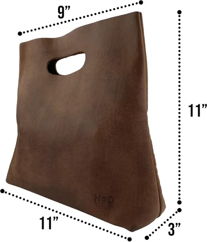 Vista 6 de Hide & Drink, Bolso minimalista hecho a mano de cuero de grano completo y piel de oveja