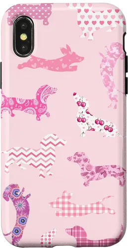 Vista 5 de Funda para iPhone 11 rosa boho Dachshund Doxie