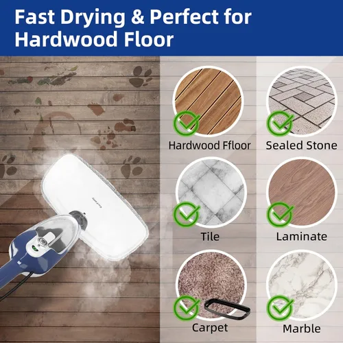 Vista 3 de Trapeador de Vapor - Limpiador de Vapor para Pisos 10 en 1 Desmontable Multiusos de Mano para Madera Dura/Azulejos/Laminado Todos los Pisos Limpieza