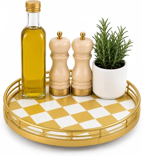 Vista 8 de Marble Lazy Susan - Tocadiscos para mesa, bandeja redonda de mármol de grano de madera antigua de 10 pulgadas para mesa de comedor, encimera de Negro