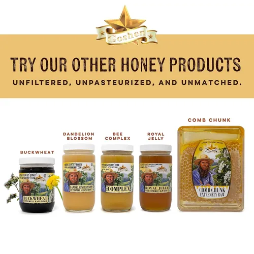 Vista 8 de Goshen Honey Miel dorada de montaña extremadamente cruda, sin filtrar, sin procesar, pura y natural de Amish Country en los Estados Unidos, rico