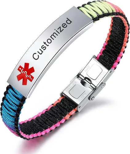 Vista 14 de JF.JEWELRY Pulsera de alerta médica para mujeres T1D T2D Pulsera de identificación de alerta médica para diabetes y epilepsia para niñas y niños