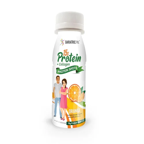 Vista 3 de BariatricPal Disparos completos de proteína de suero y colágeno de 0.53 oz - Naranja