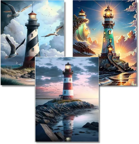 Vista 16 de WUDWL Kit de pintura de diamante cuadrado taladro cuadrado pintura de diamante, arte de diamantes cuadrados, paquete de 3 sol, luna y estrellas kits
