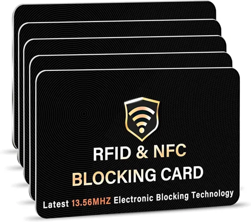 Vista 26 de SaiTech IT Paquete de 5 Tarjetas de Bloqueo RFID, Una Tarjeta Protege Toda la Billetera y Cartera, Protector de Tarjetas de Débito y Crédito