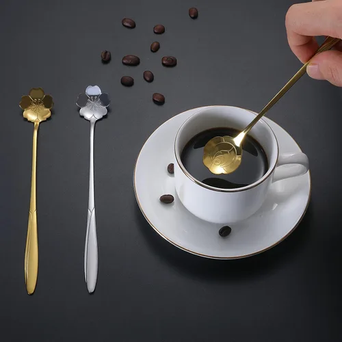 Vista 5 de NMQLX Juego de cucharas de postre, 6-16 cucharas de acero inoxidable con forma de flor de 7 pulgadas, cuchara de frutas para helado para el hogar