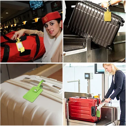 Vista 6 de Fintie - Paquete de 2 etiquetas para equipaje, etiquetas de identificación de piel con nombre y cubierta de privacidad para bolsa de viaje y maleta