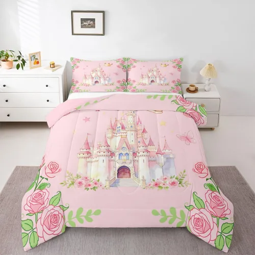 Vista 8 de Feelyou Juego de ropa de cama con lazos bonitos y cerezos, tamaño individual, para niños, juego de edredón con lazos de acuarela para niños, niñas