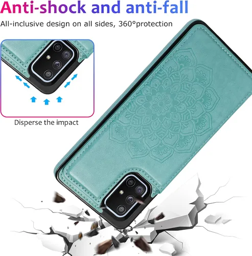 Vista 8 de Asuwish Funda compatible con Samsung Galaxy A71 4G y protector de pantalla de vidrio templado, accesorios para celdas, ranura para tarjetero