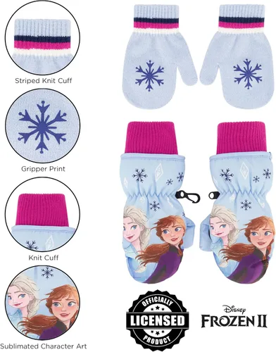 Vista 5 de Disney girls Winter Hat With Knit Mittens Set and Insulated Ski Ages 2-4 Or Frozen Knit Gloves and Glove Set Age 4-7