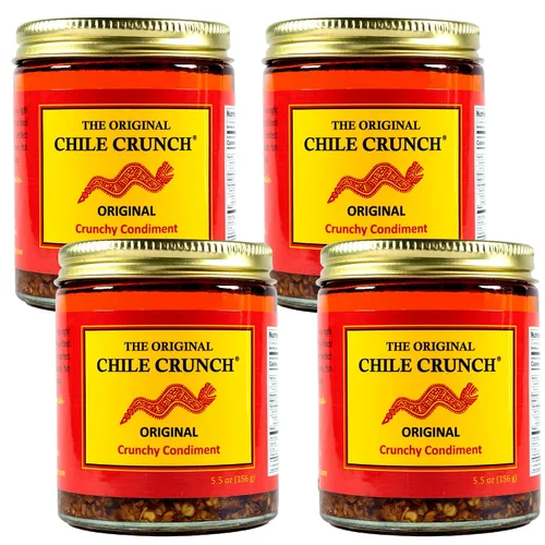 Vista 14 de CHILE CRUNCH - Condimento Crujiente Picante de Chipotle - Chiles Asados Totalmente Naturales, Salsa Crujiente de Ajo y Cebolla - Vegano, Sin Gluten