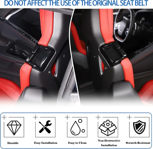 Vista 5 de Guía de repuesto para cinturón de seguridad compatible con Chevrolet Corvette C8 Stingray 2020-2023, clips para cinturón de seguridad de ABS