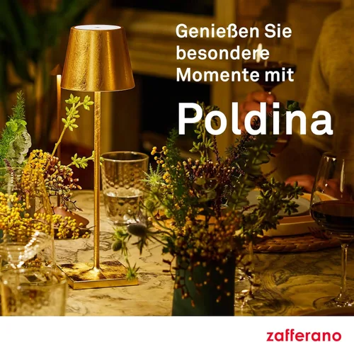 Vista 7 de Zafferano Poldina Pro Lámpara de mesa LED (color: hoja de oro) Touch On/Off, táctil regulable, aluminio, protección IP54, solo