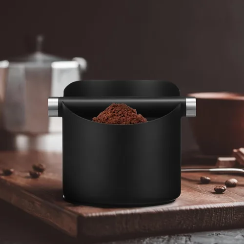 Vista 3 de Alipis Caja de café de acero inoxidable para café expreso, contenedor de posos de café, accesorios para máquina de café expreso con cepillo