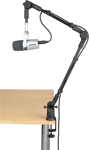 Vista 8 de Gator Frameworks - Soporte de micrófono de perfil delgado montado en escritorio con brazo de boom para transmisiones, podcasts, creación