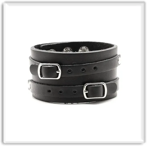 Vista 2 de Xusamss Pulsera ajustable Punk Rock Brazalete de cuero ancho