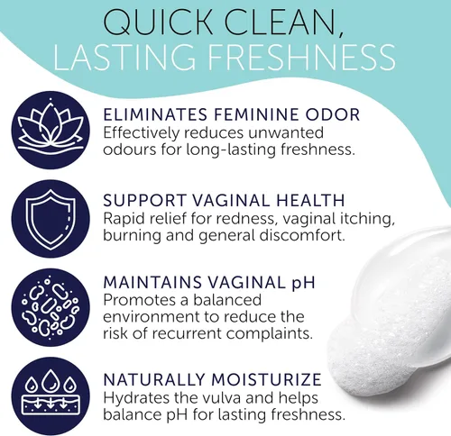 Vista 4 de Lavado femenino Equilibrio de pH para mujeres Lavado vaginal suave y limpiador espumoso que apoya el control de olores y equilibrio del pH