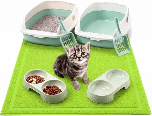 Vista 9 de Sliner 7 Pcs Kitten Litter Box Starter Kit, Low Entry High Sided,Blue
