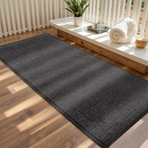 Vista 26 de Tapetes de baño antideslizantes delgados para debajo de la puerta, tapetes de baño de secado rápido absorbentes con respaldo de goma trenzado