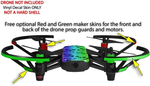 Vista 3 de Paquete de 2 calcomanías de piel para DJI Ryze Tello Drone Rainbow Skull Collection Drone no incluido