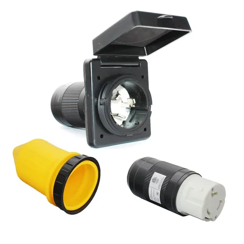 Vista 9 de Kit de enchufe de entrada de alimentación X-Haibei para autocaravana de 30 amperios, enchufe NEMA L5-30R negro de 125V, conector hembra de bloqueo