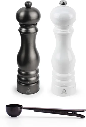 Vista 14 de Peugeot Paris u'Select - Juego de molinillo de sal y pimienta manual de 6 ajustes con cuchara de especias de acero inoxidable negro, fabricado
