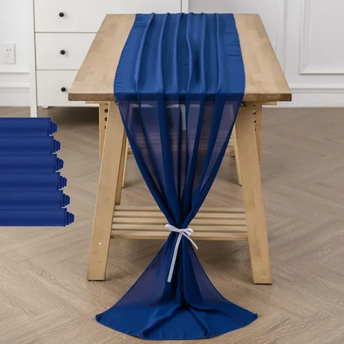 Vista 45 de Paquete de 2 caminos de mesa de gasa de 10 pies de 29 x 120 pulgadas, camino de mesa romántico transparente para boda, fiesta de cumpleaños