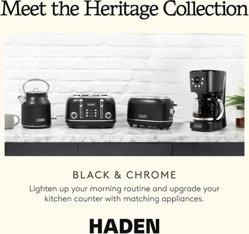 Vista 5 de Máquina de Café Haden, Cafetera de Goteo Programable de 12 Tazas con Función de Apagado Automático y Filtro de Agua Reutilizable Lavable, Negro