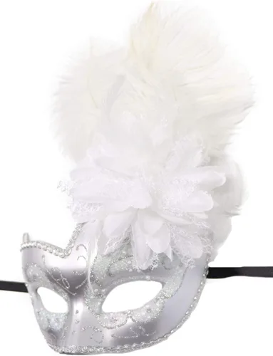 Vista 2 de Biruil Máscara de máscara de plumas para Halloween, Mardi Gras, cosplay, fiesta