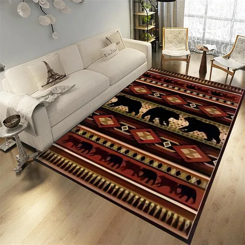 Vista 8 de Alfombra rústica de estilo occidental para sala de estar, antideslizante y lavable, para dormitorio, sala de estar, cocina, 3 x 4 pies