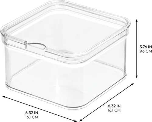 Vista 3 de iDesign Stackable Fridge Organizer Bins with Lids for Fresh Produce - Set of 6 - Clear
