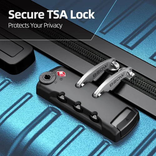 Vista 4 de BEOW Luggage Sets Expandable Lightweight Suitcases with Wheels PC+ABS Durable Travel Luggage TSA Lock Navy Blue 4pcs