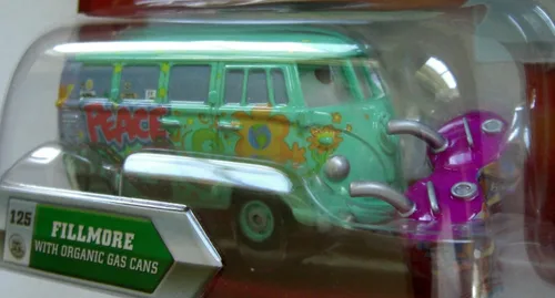Vista 3 de Disney / Pixar CARS Movie 155 Coche fundido a presión con ojos lenticulares Serie 2 Fillmore con latas de gas orgánico Chase Piece!
