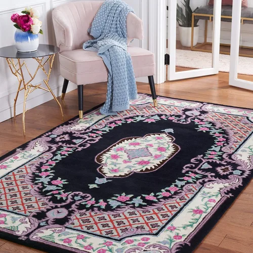 Vista 33 de SAFAVIEH Bellagio Collection - Alfombra decorativa de 2 x 3 pies, azul y rosa, hecha a mano de lana de medallón, ideal para zonas de alto tráfico