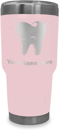 Vista 12 de LaserGram Vaso aislado al vacío de 20 onzas, con diente, grabado personalizado incluido (negro)