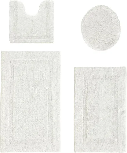 Vista 6 de Better Trends Juego de 4 alfombras de baño de lujo, 100% algodón, suaves, absorbentes de agua, reversibles, lavables a máquina, para decoración