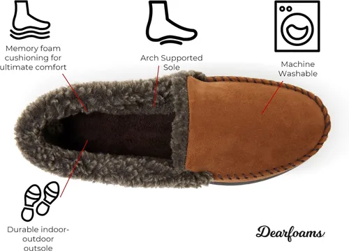 Vista 3 de Dearfoams Men's Eli Microfiber IndoorOutdoor with Whipstitch Detail Suede Moccasin Slipper