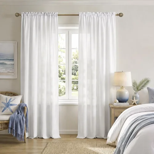 Vista 71 de Mrs.Naturall - Cortinas transparentes con bolsillo para barra de 36x63 pulgadas de lino mezclado negro