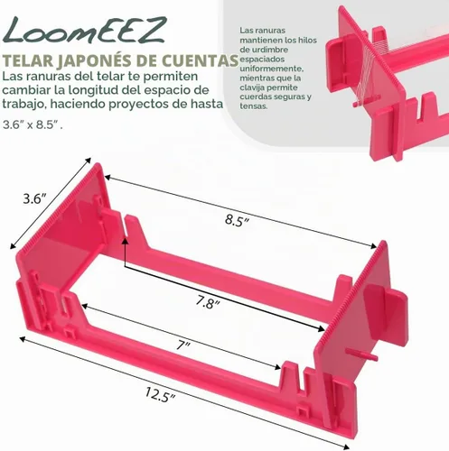 Vista 3 de The Beadsmith LoomEEZ - Kit de telar de cuentas japonesas, incluye telar ajustable, cuentas de vidrio Miyuki, hilo y aguja, hilo de urdimbre Hilo